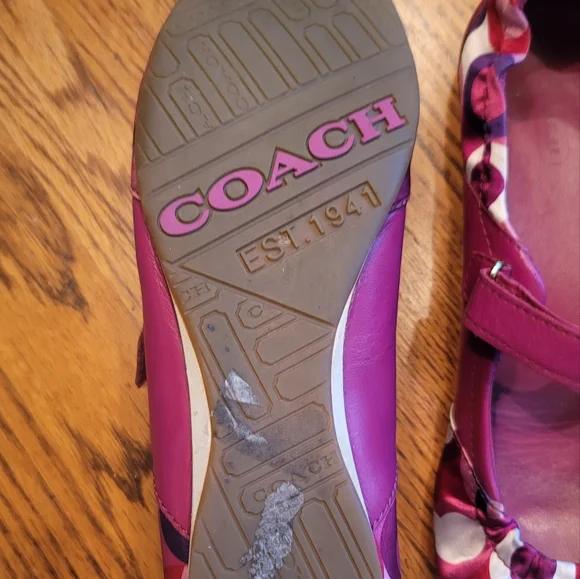 Coach CC Signature Pink Purple White Leather Fabric Ballet Flat… - Picture 7 of 8